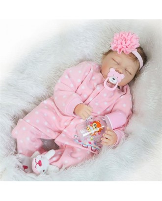 Europe and America Fashionable Play House Toy Lovely Simulation Baby Doll with Clothes Pink Rabbit P