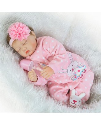 Europe and America Fashionable Play House Toy Lovely Simulation Baby Doll with Clothes Pink Rabbit P