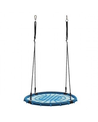 40 Inch Spider Web Round Rope Swing with Adjustable Ropes, 2 Carabiners  (Blue & black)