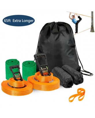 Arm Trainer Line Warrior Training Equipment Slackline Kit for Kids, Extra Longer 65 Feet，Gifts for Boys and Girls