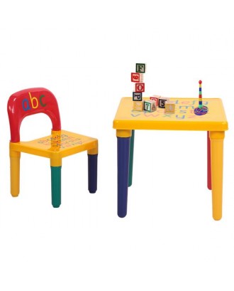 Children Letter Table Chair Set Yellow & Red