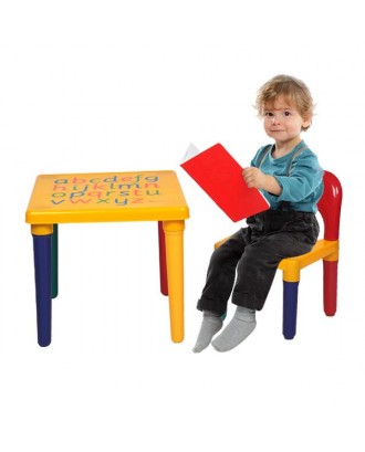 Children Letter Table Chair Set Yellow & Red